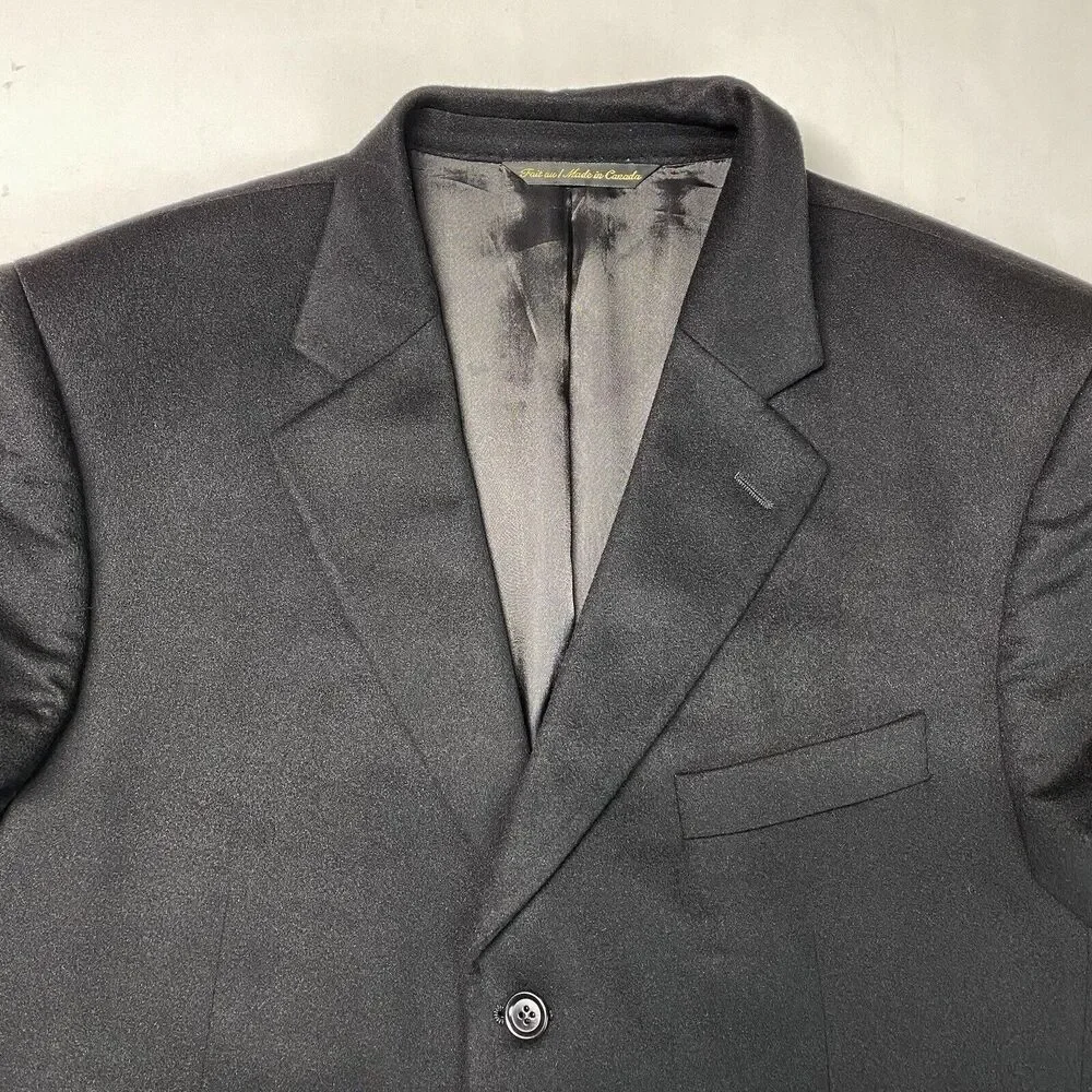 Cashmere Blazer Jack Victor Loro Piana Sport Suit Coat Mens 44 Black Lined EUC
